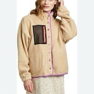 WILD FABLE Sherpa Fleece Cozy Snap Up Jacket Coat Cozycore in Tan Size XXL
